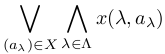 ∨_{(a_λ)∈X}∧_{λ∈Λ}x(λ, a_λ)